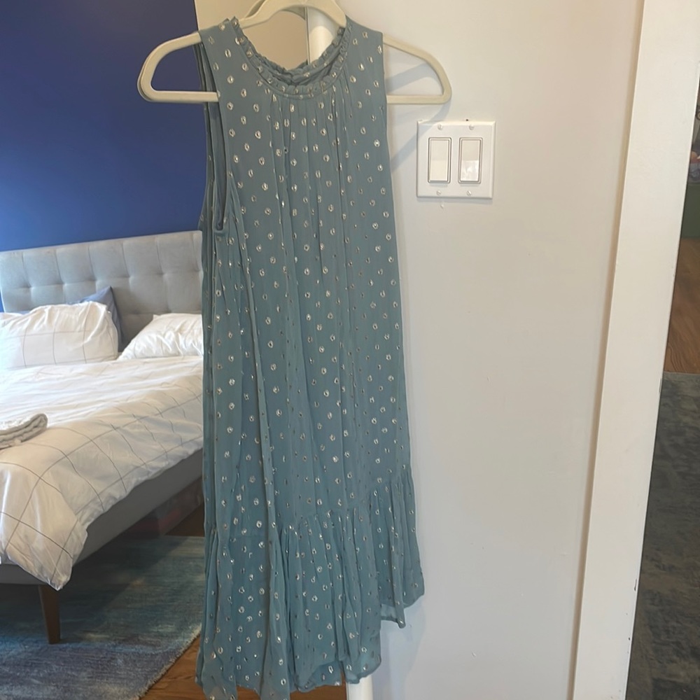 Anthropologie blue and silver dress